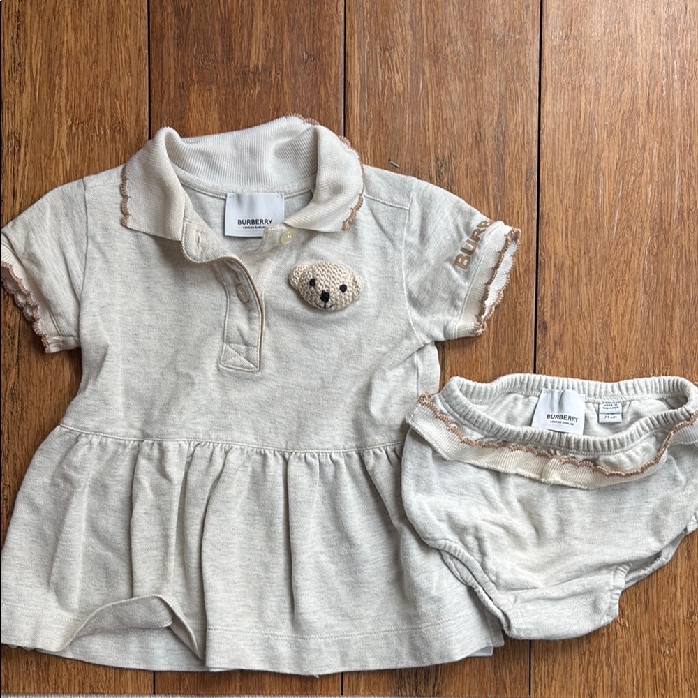 Burberry Cream Dress and  Diaper Cover with Soft Fabric